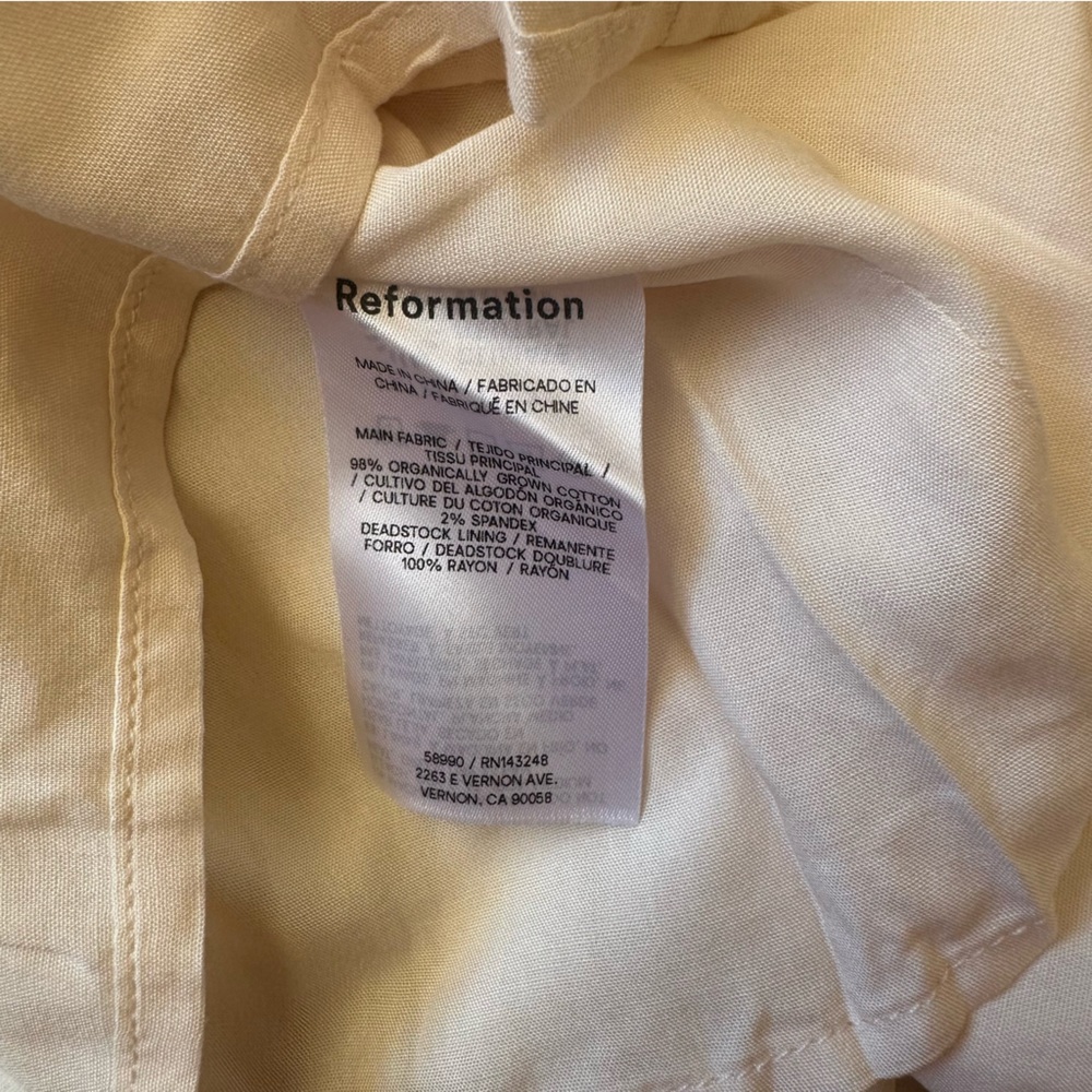 Reformation Luella Long Sleeve Square Neck Pleated Skirt Mini Dress Cream 12 NWT - Picture 15 of 15